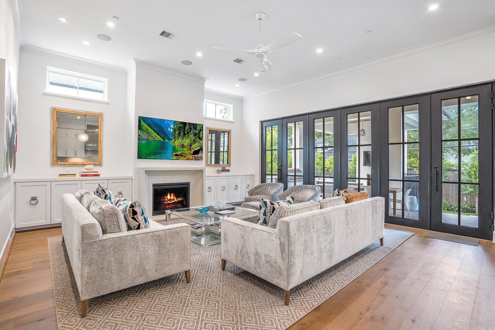 Steel french doors in a living room